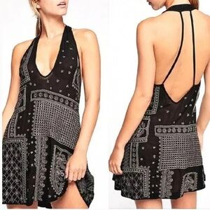 Free People Country Nights Embellished Black Mini Dress Size M